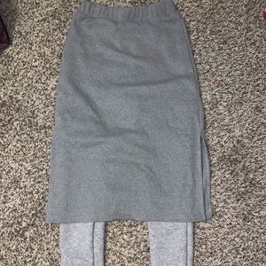 Gray knit skirt with leggings attached